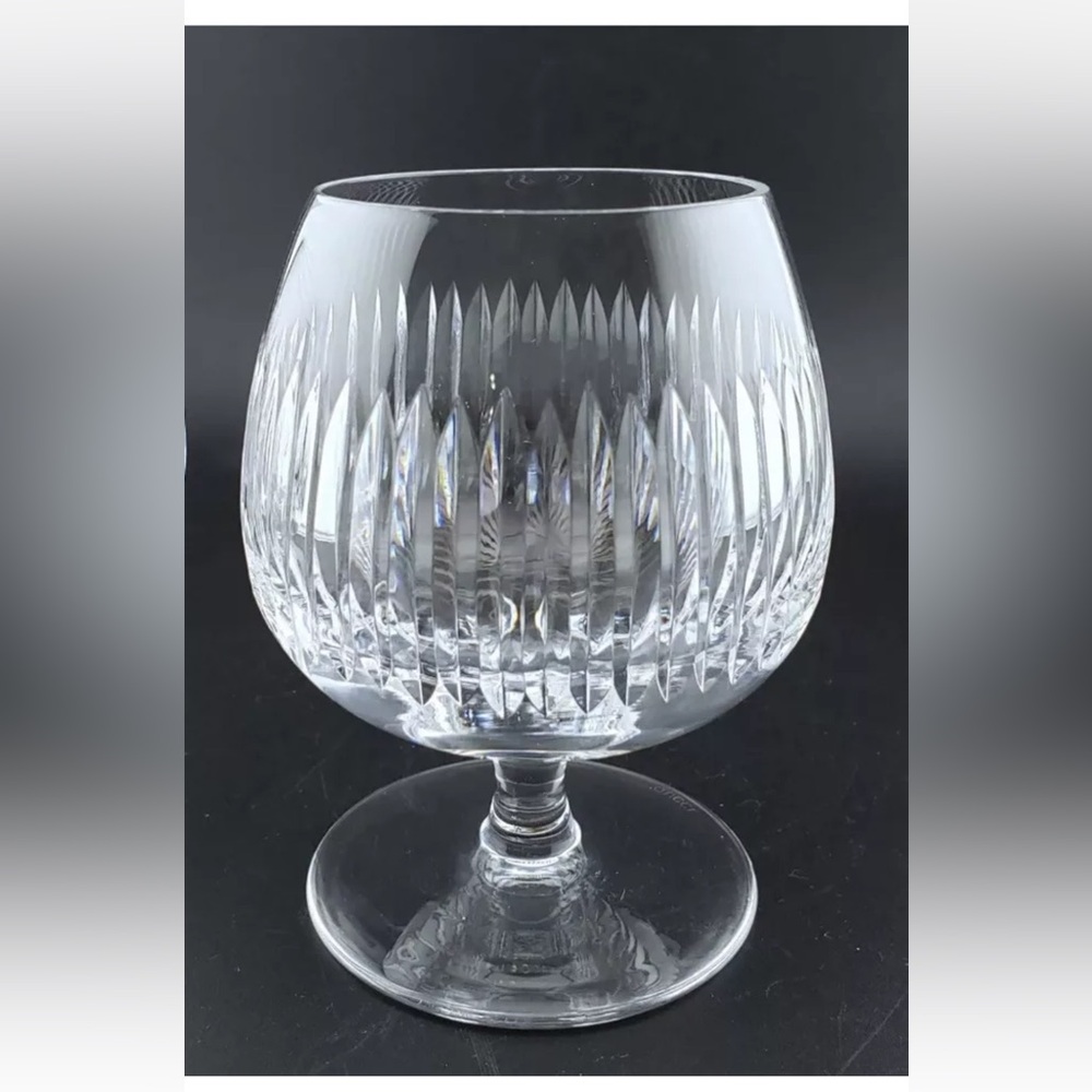 VINTAGE AUTHENTIC GUCCI Set Of 2 Vertical Cut Crystal Brandy Snifters Glasses - Picture 3 of 6